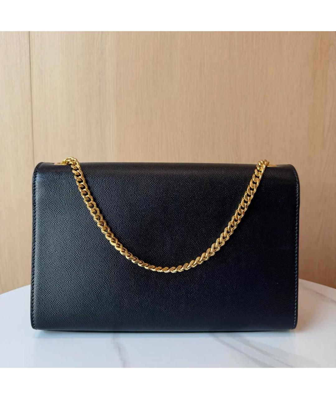 SAINT LAURENT Черная кожаная сумка через плечо, фото 2