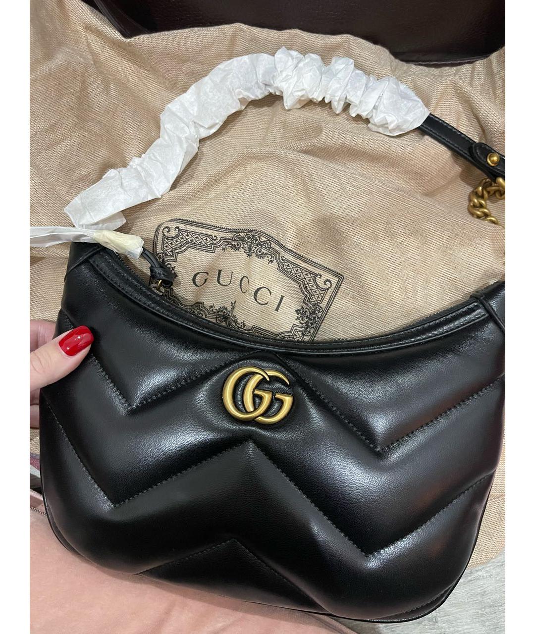 GUCCI Черная кожаная сумка с короткими ручками, фото 5