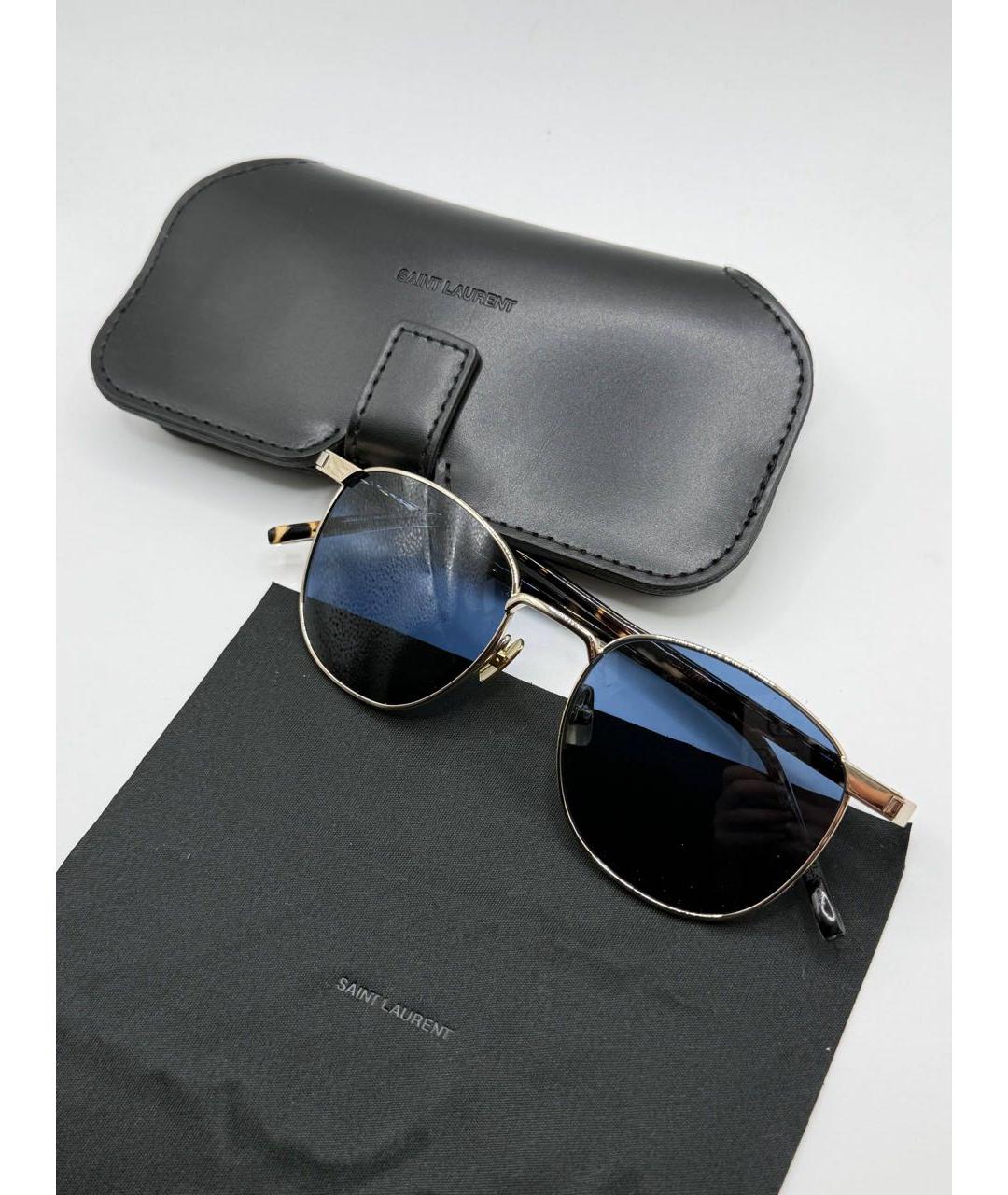 SAINT LAURENT Темно-синие металлические солнцезащитные очки, фото 2
