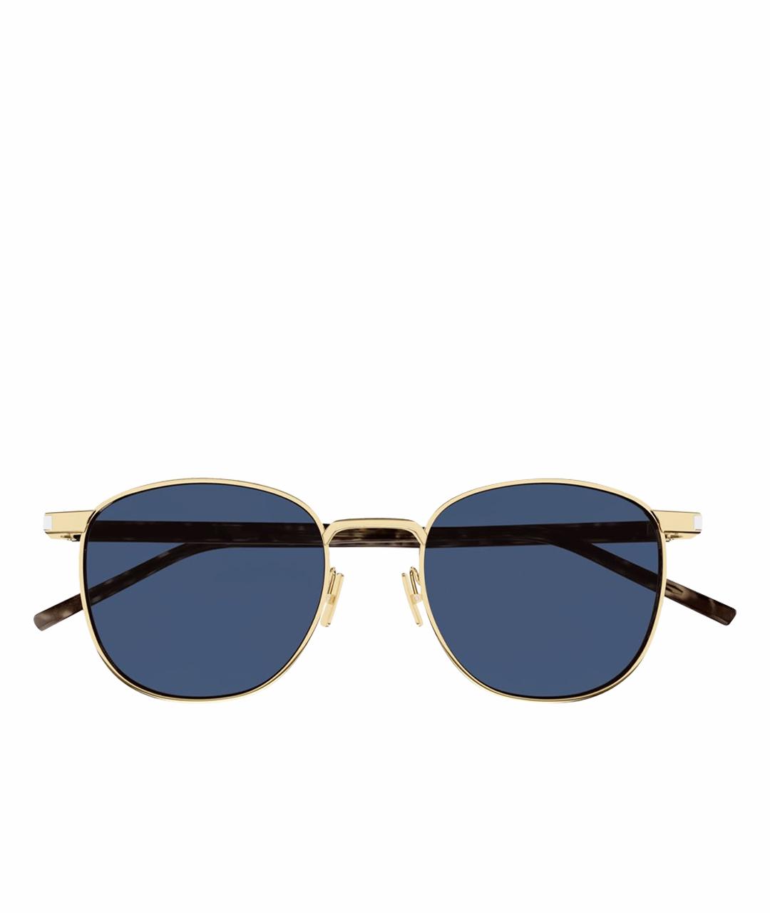 SAINT LAURENT Темно-синие металлические солнцезащитные очки, фото 1