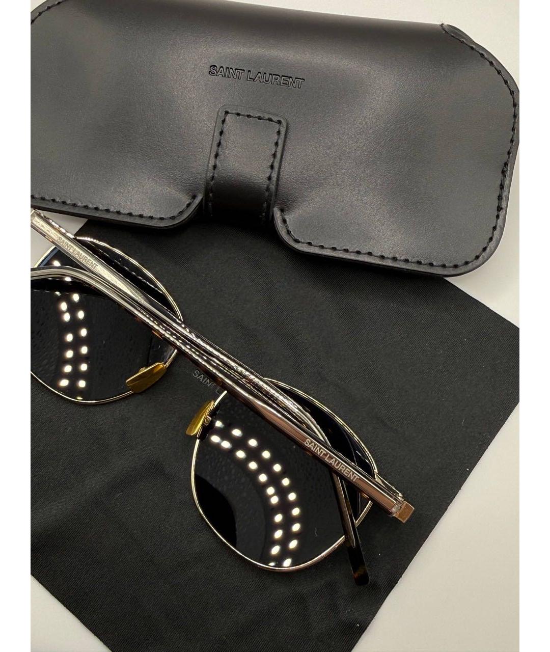 SAINT LAURENT Темно-синие металлические солнцезащитные очки, фото 3