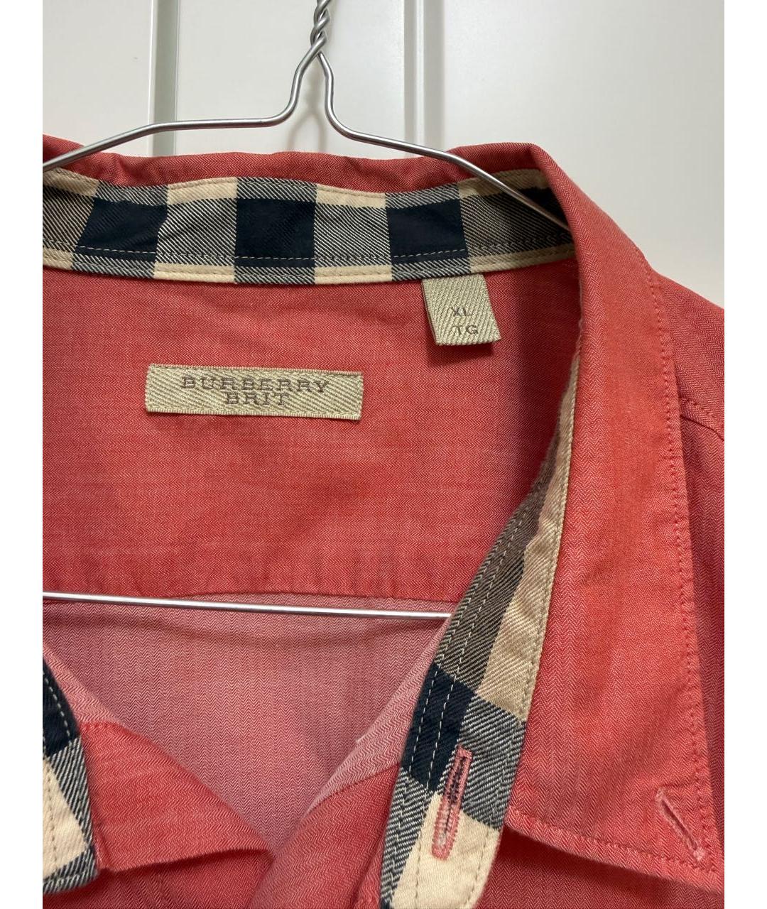 BURBERRY Коралловая хлопковая кэжуал рубашка, фото 3
