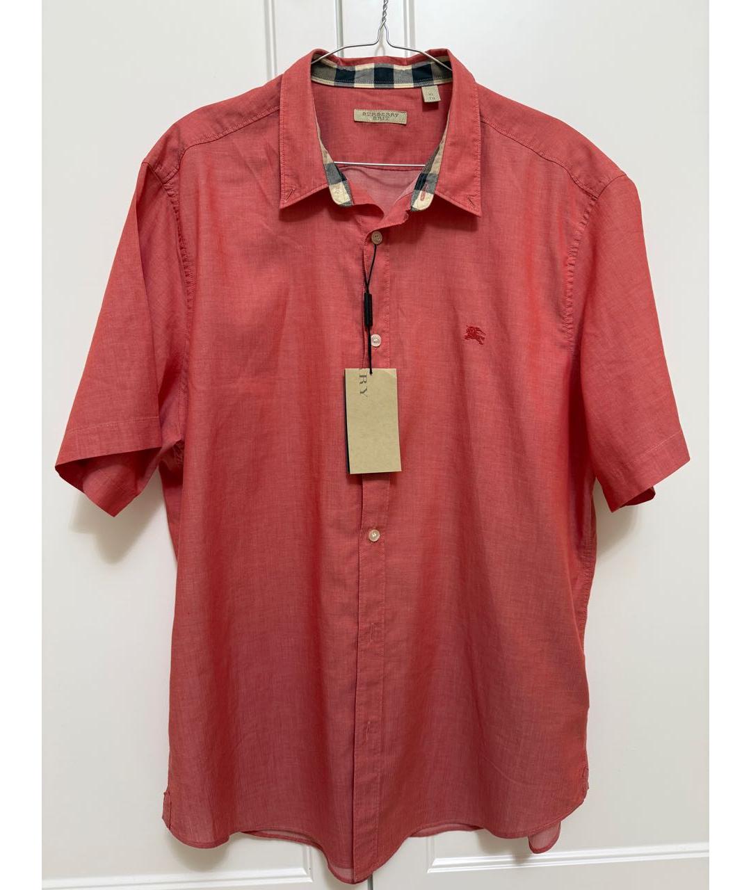 BURBERRY Коралловая хлопковая кэжуал рубашка, фото 5