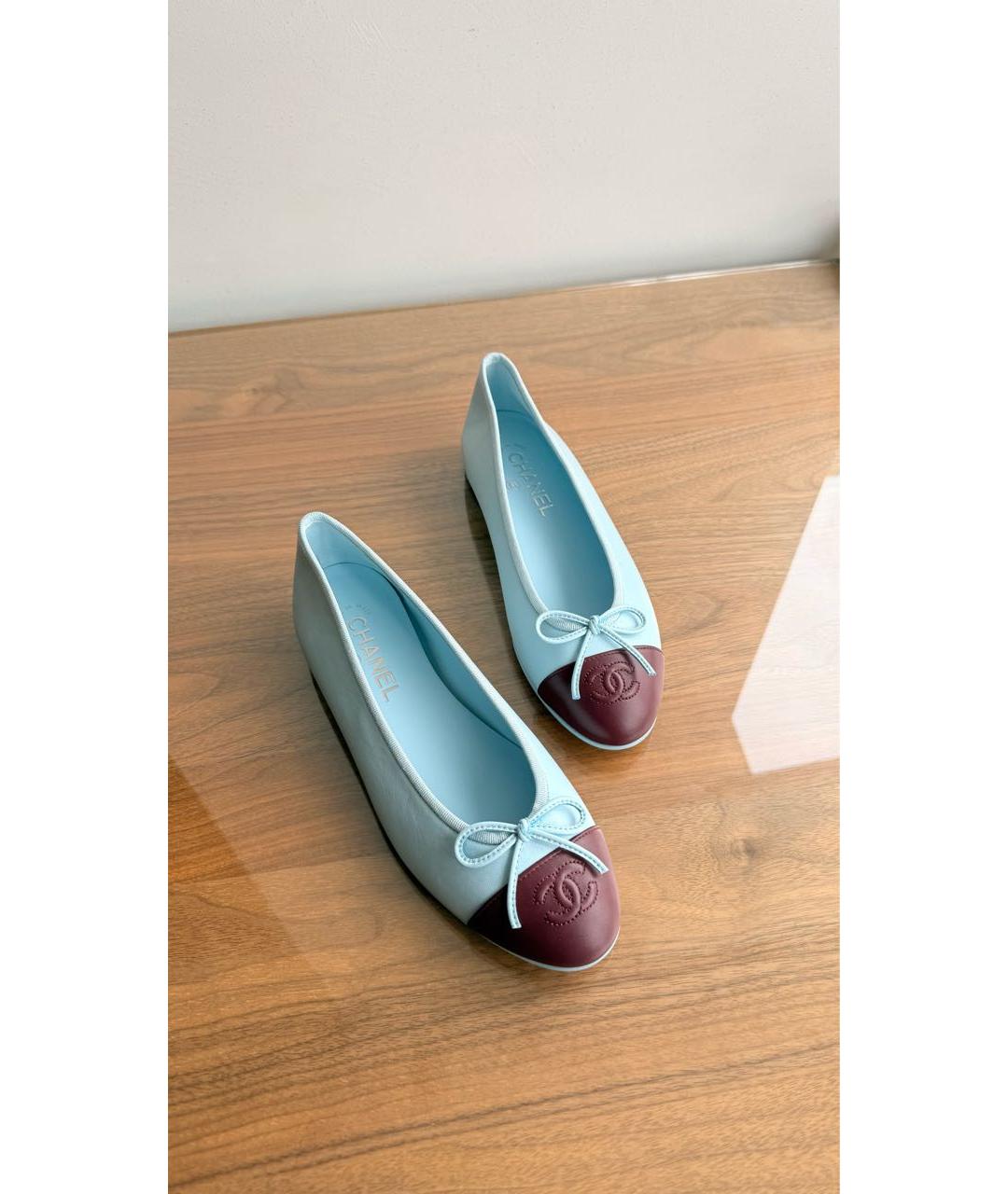 CHANEL Голубые кожаные балетки, фото 3