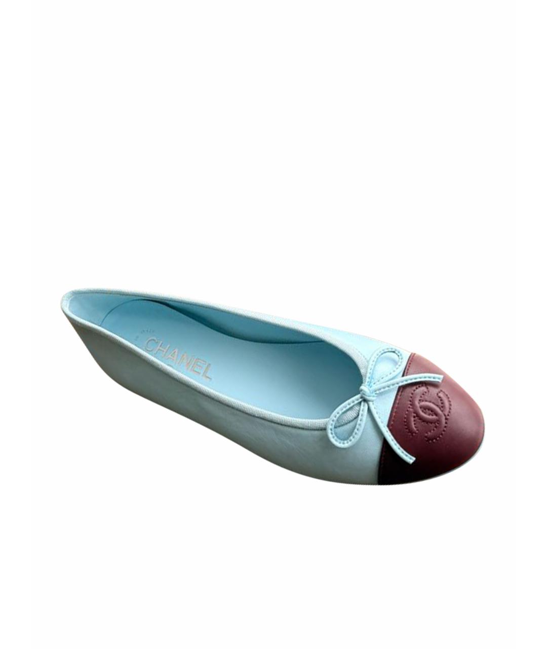 CHANEL Голубые кожаные балетки, фото 1