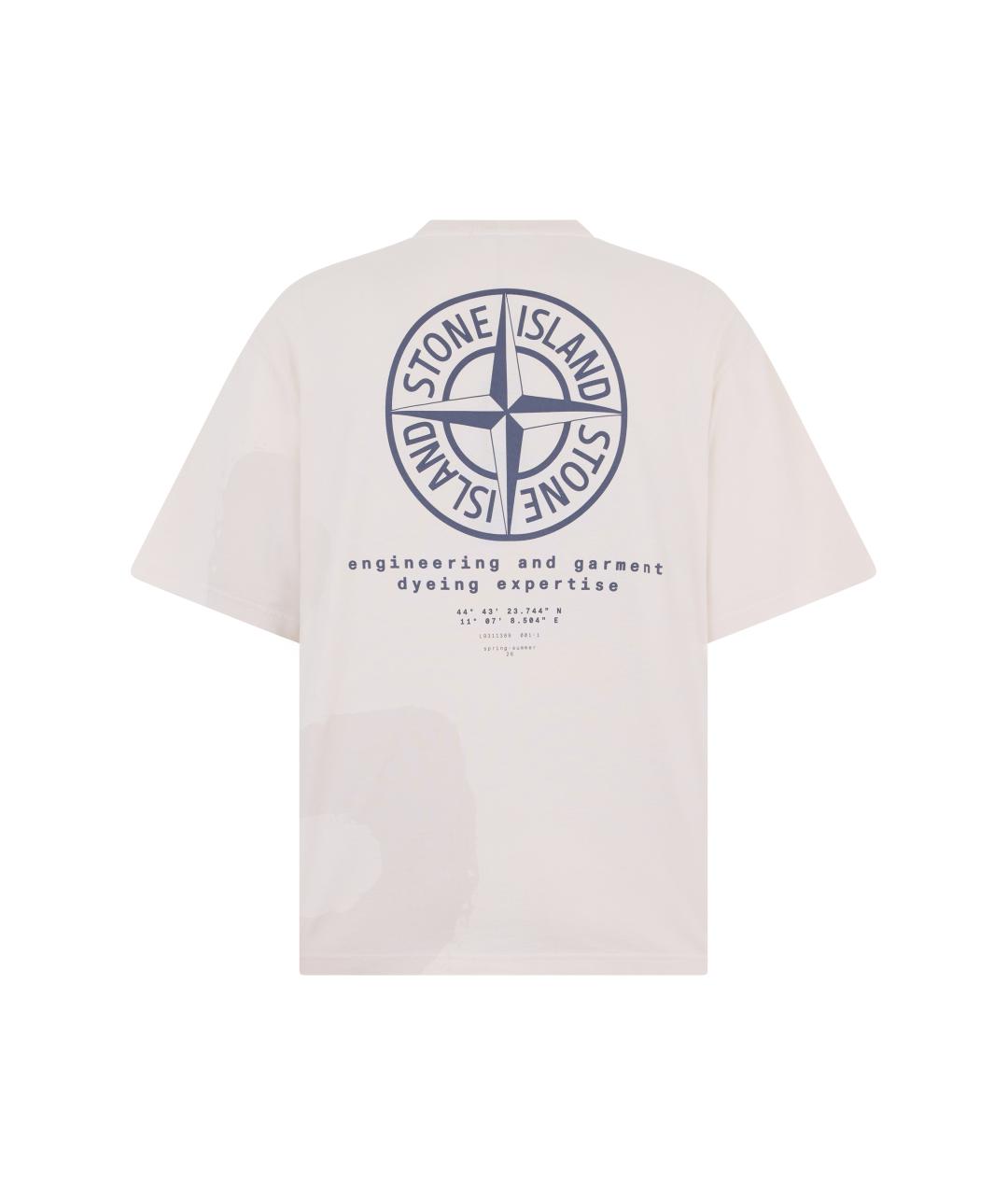 STONE ISLAND Бежевая хлопковая футболка, фото 2