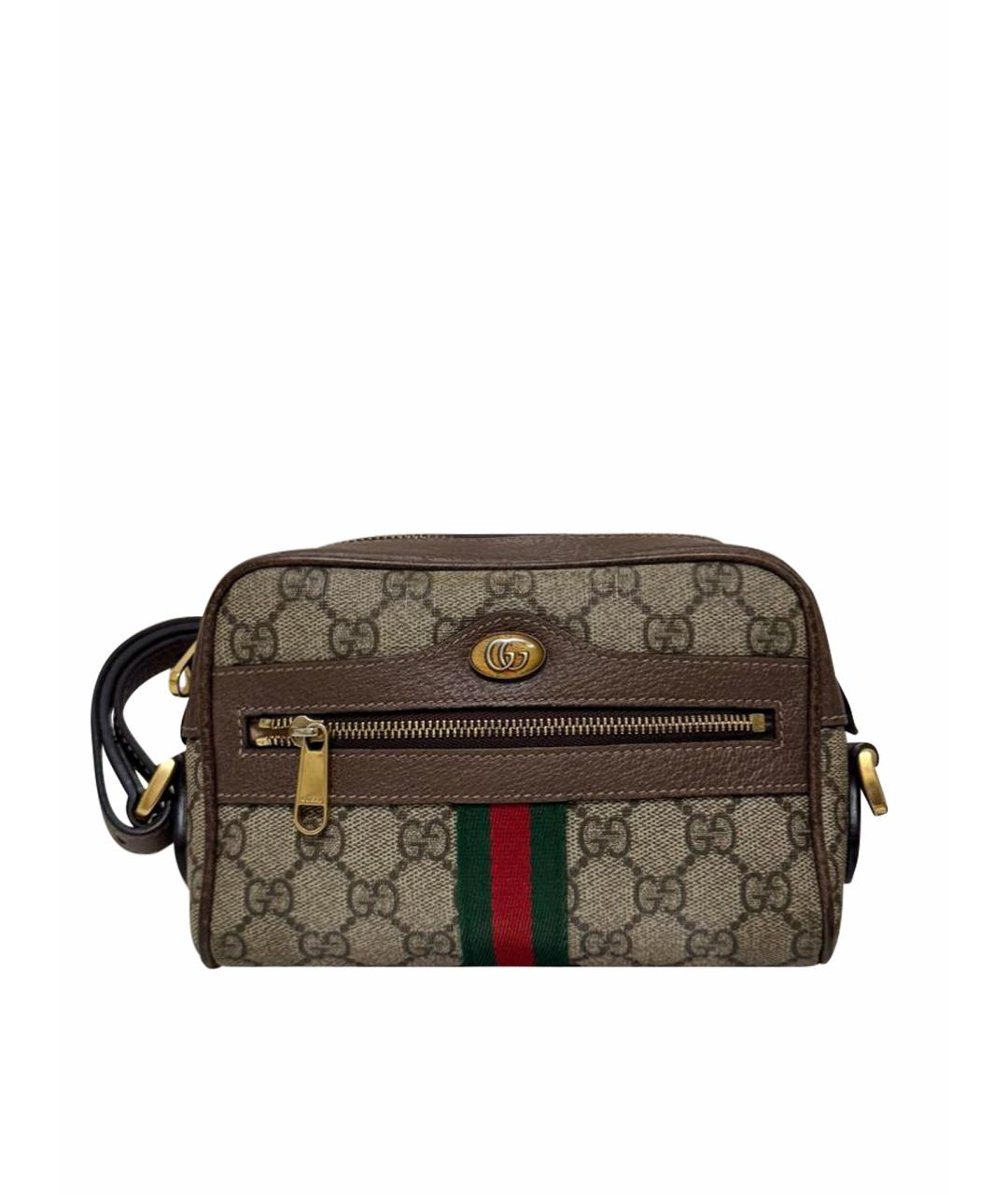 GUCCI Коричневая кожаная сумка через плечо, фото 1