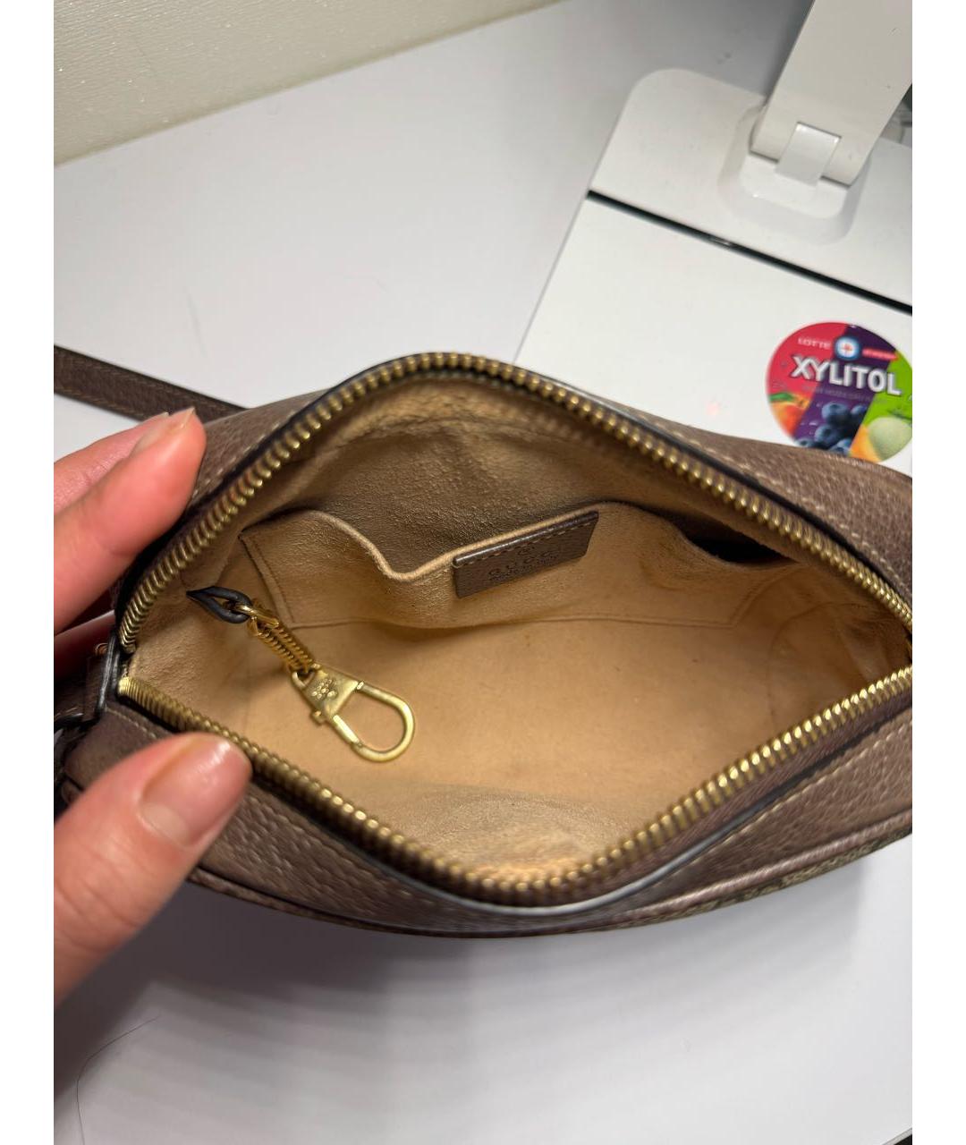 GUCCI Коричневая кожаная сумка через плечо, фото 4