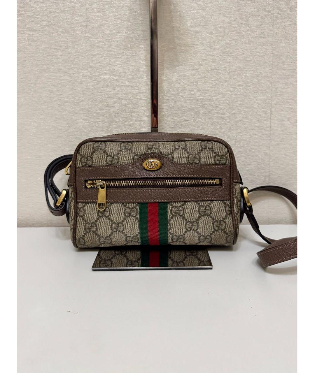 GUCCI Коричневая кожаная сумка через плечо, фото 9