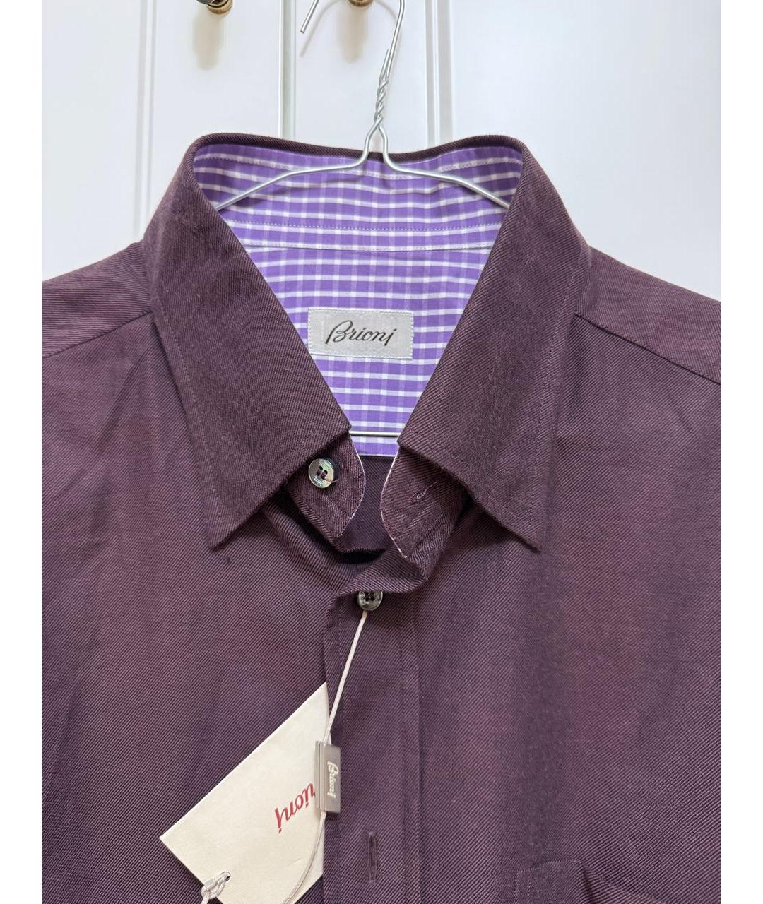 BRIONI Фиолетовая хлопковая классическая рубашка, фото 3