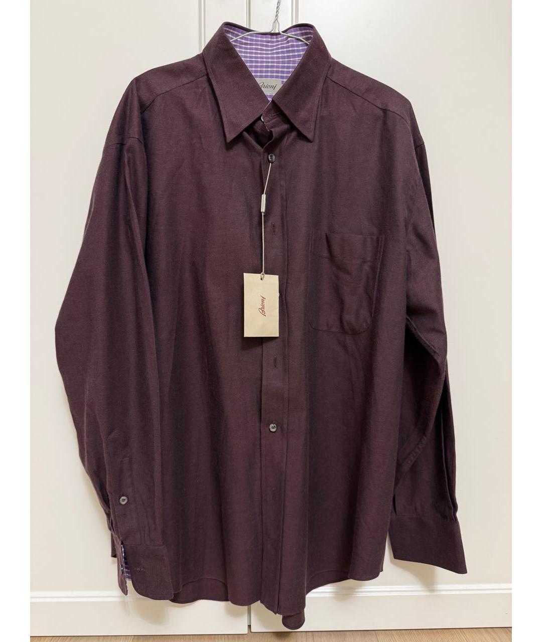 BRIONI Фиолетовая хлопковая классическая рубашка, фото 5