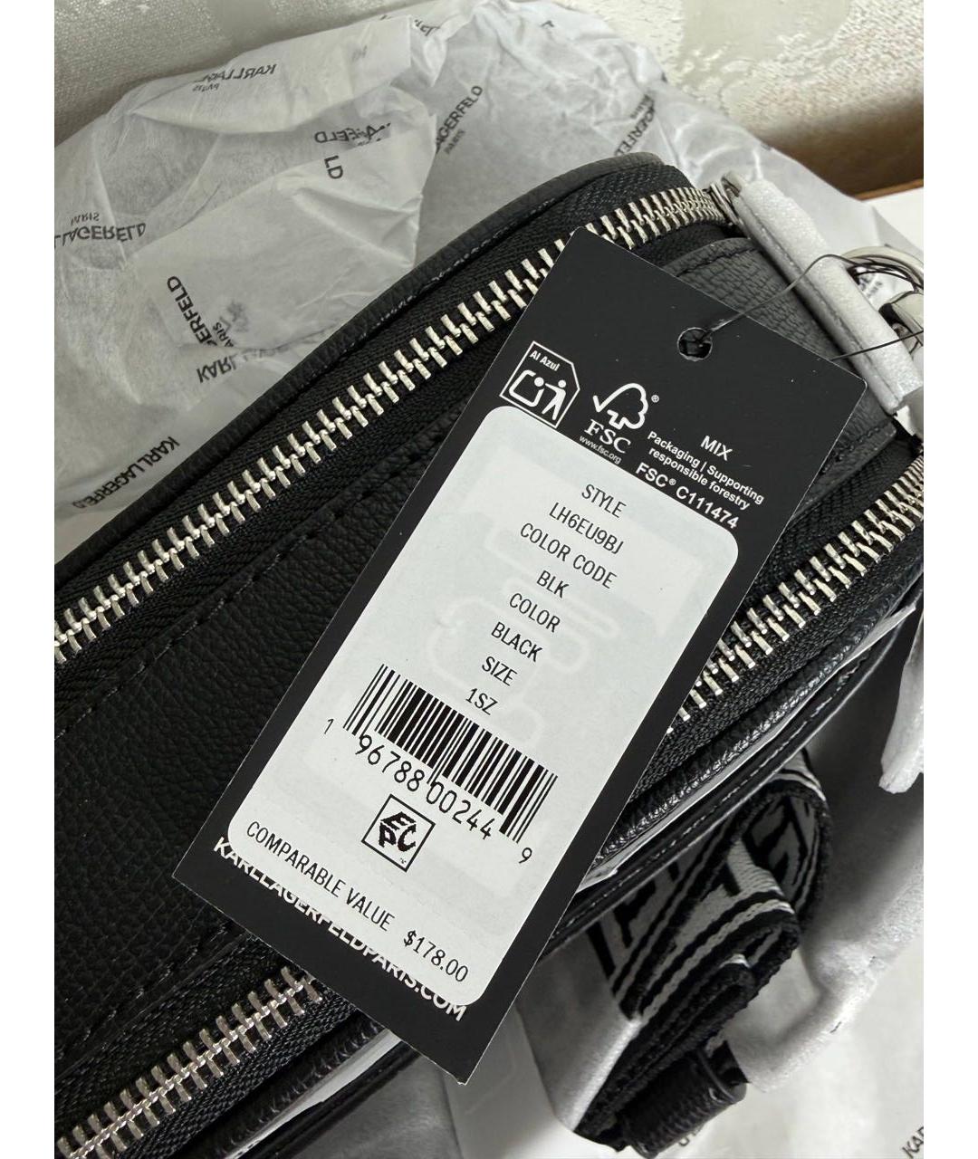 KARL LAGERFELD Черная кожаная сумка через плечо, фото 3