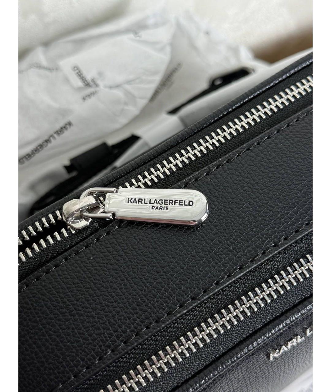 KARL LAGERFELD Черная кожаная сумка через плечо, фото 5