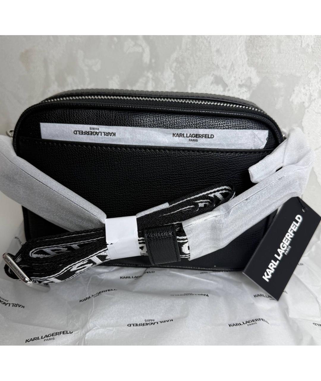 KARL LAGERFELD Черная кожаная сумка через плечо, фото 2