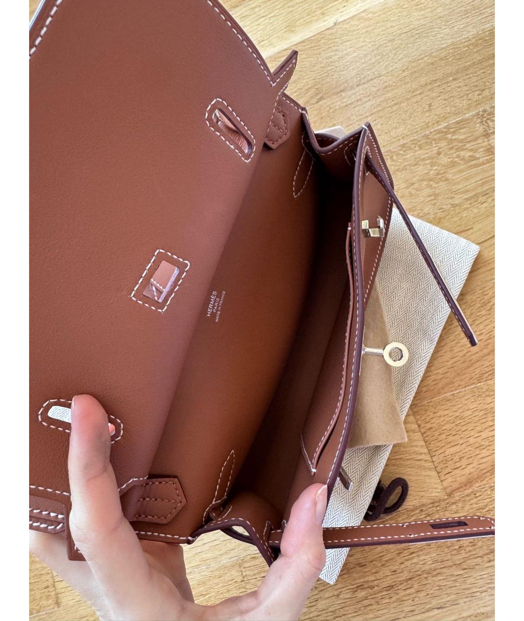 HERMES Коричневая кожаная сумка через плечо, фото 4