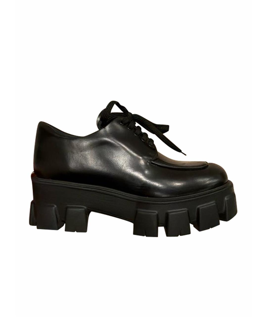 PRADA Черные кожаные ботинки, фото 1