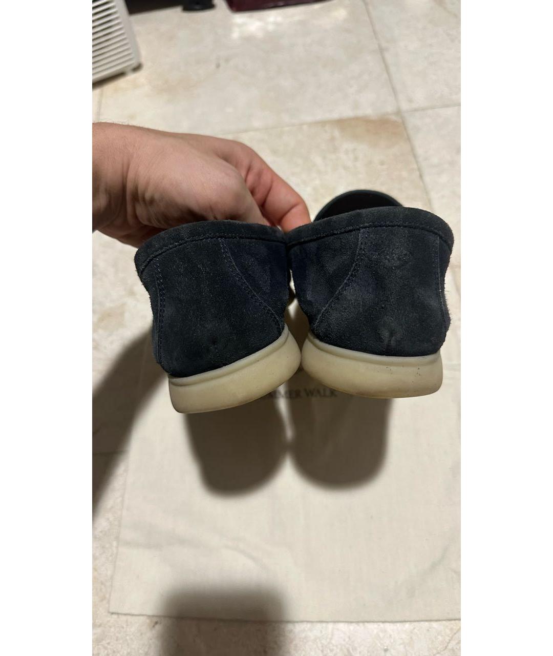 LORO PIANA Темно-синие замшевые лоферы, фото 4