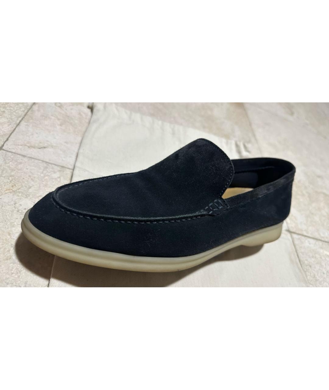LORO PIANA Темно-синие замшевые лоферы, фото 6