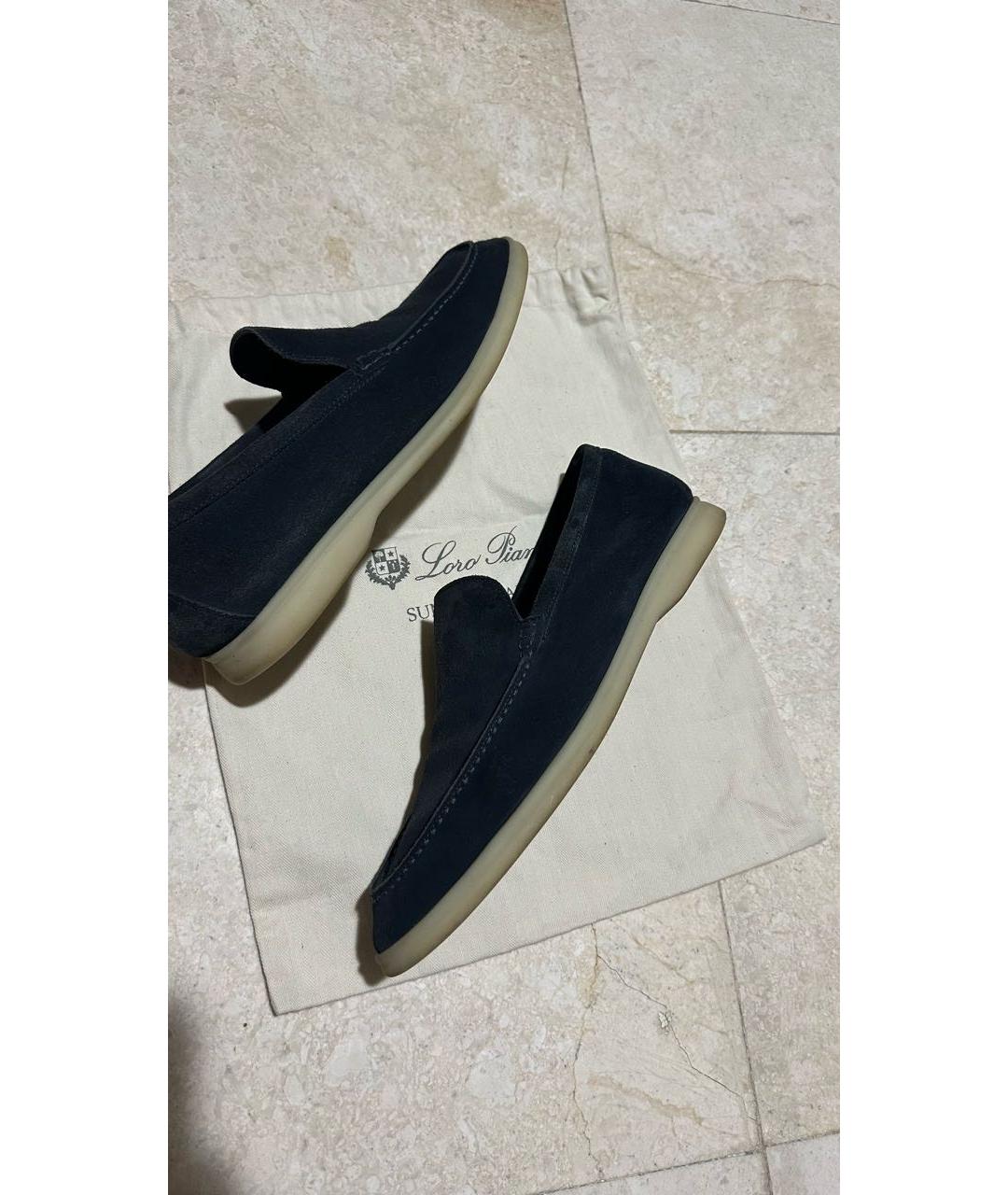 LORO PIANA Темно-синие замшевые лоферы, фото 8