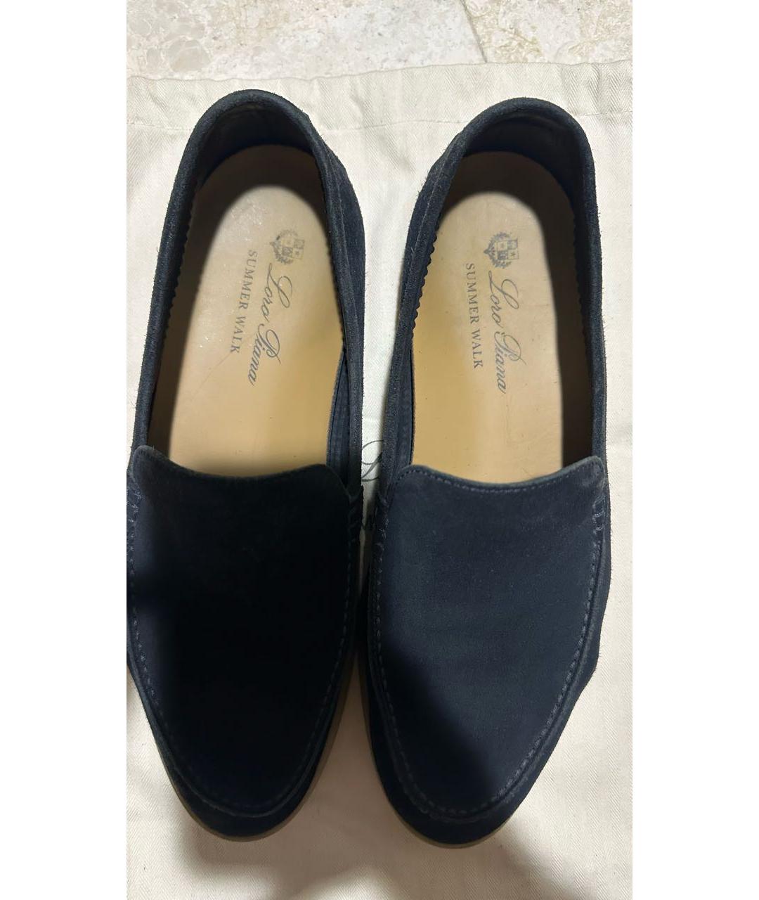 LORO PIANA Темно-синие замшевые лоферы, фото 5