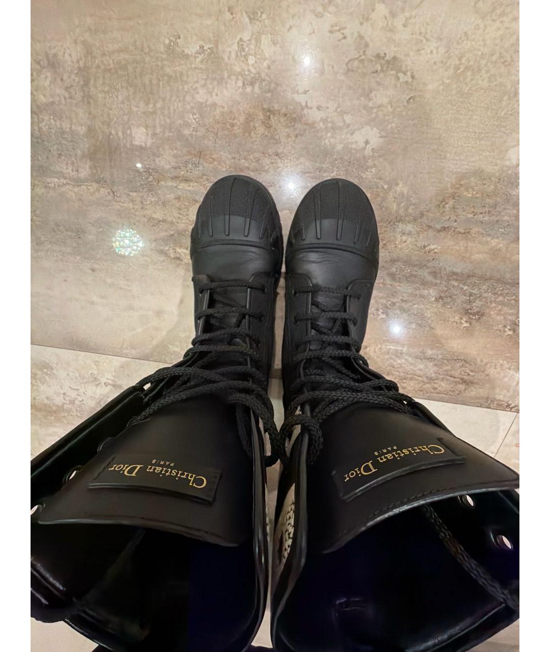 CHRISTIAN DIOR Черные кожаные высокие ботинки, фото 7