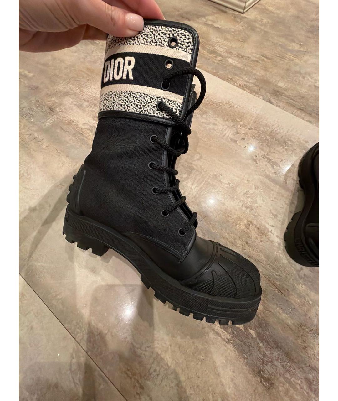 CHRISTIAN DIOR Черные кожаные высокие ботинки, фото 5