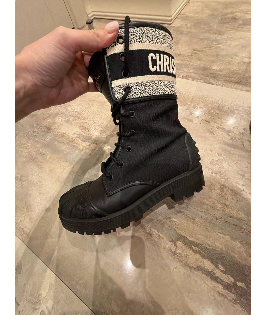 CHRISTIAN DIOR Черные кожаные высокие ботинки, фото 6