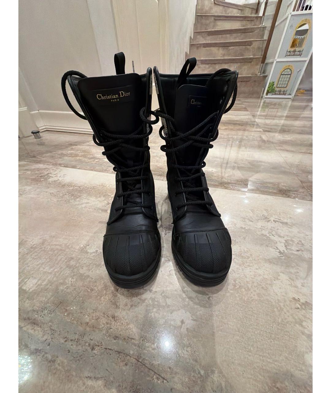 CHRISTIAN DIOR Черные кожаные высокие ботинки, фото 2