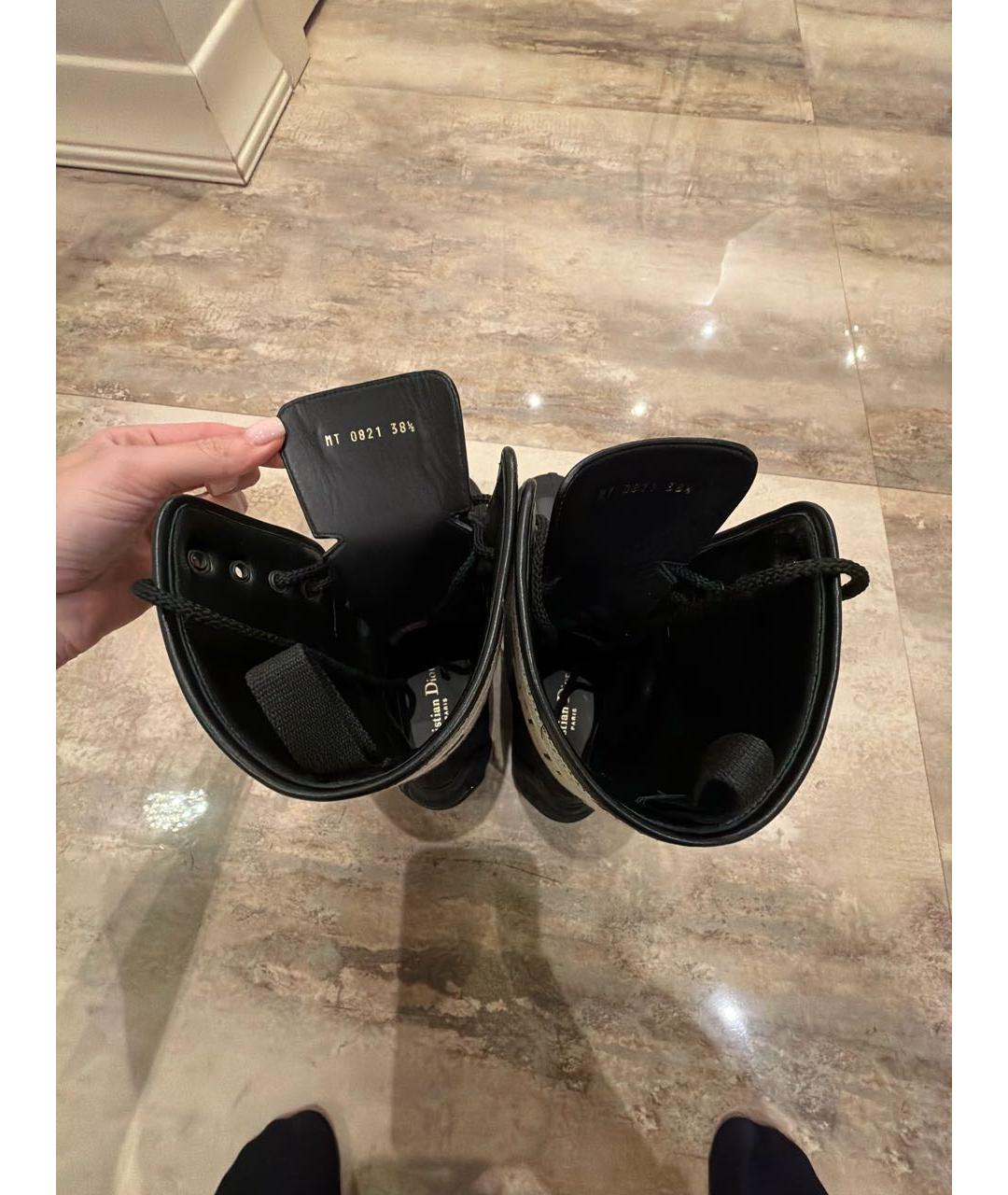 CHRISTIAN DIOR Черные кожаные высокие ботинки, фото 3