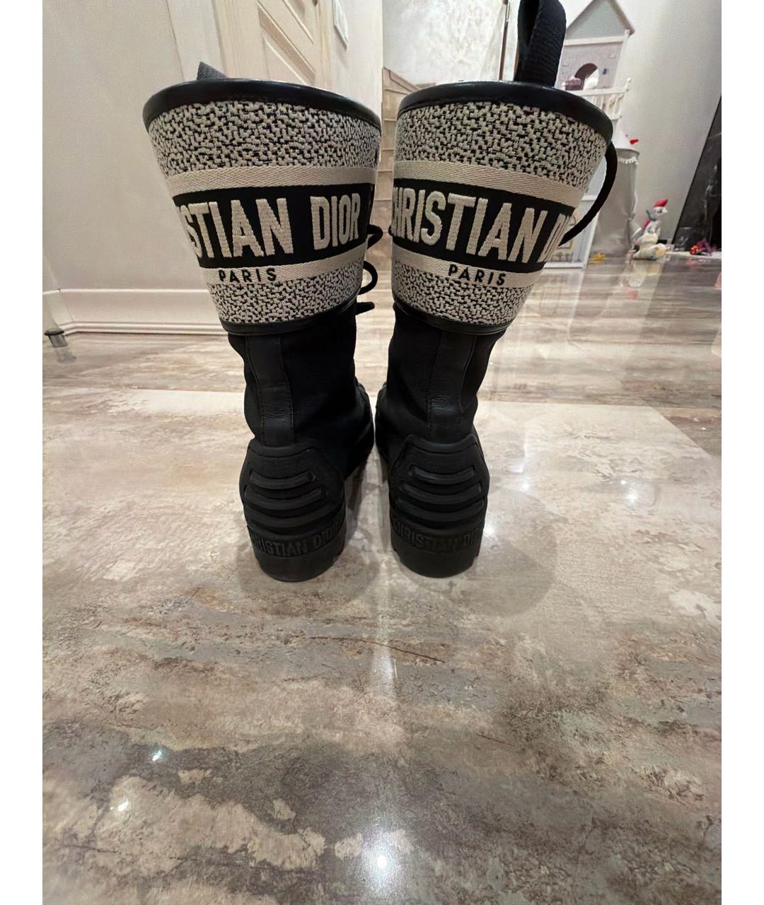 CHRISTIAN DIOR Черные кожаные высокие ботинки, фото 4