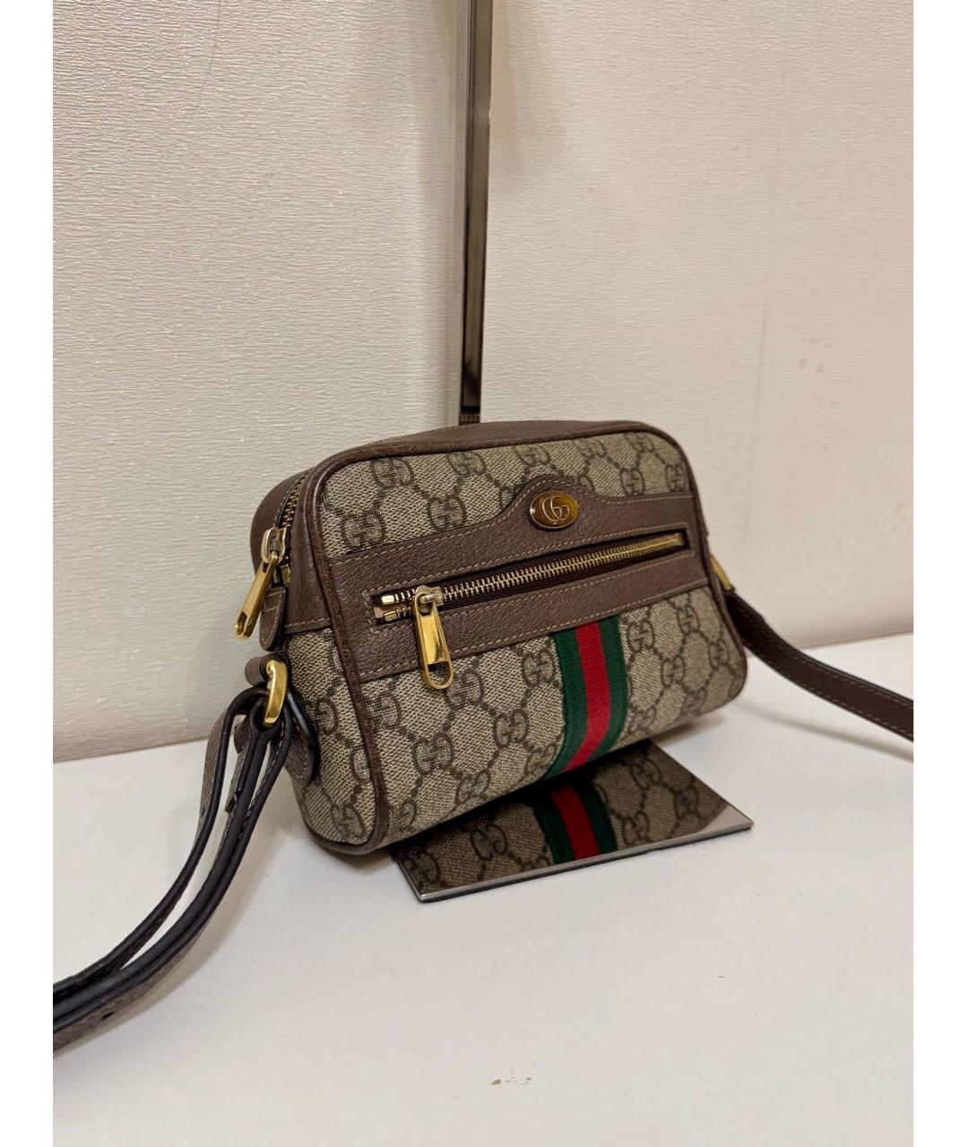 GUCCI Коричневая кожаная сумка на плечо, фото 2