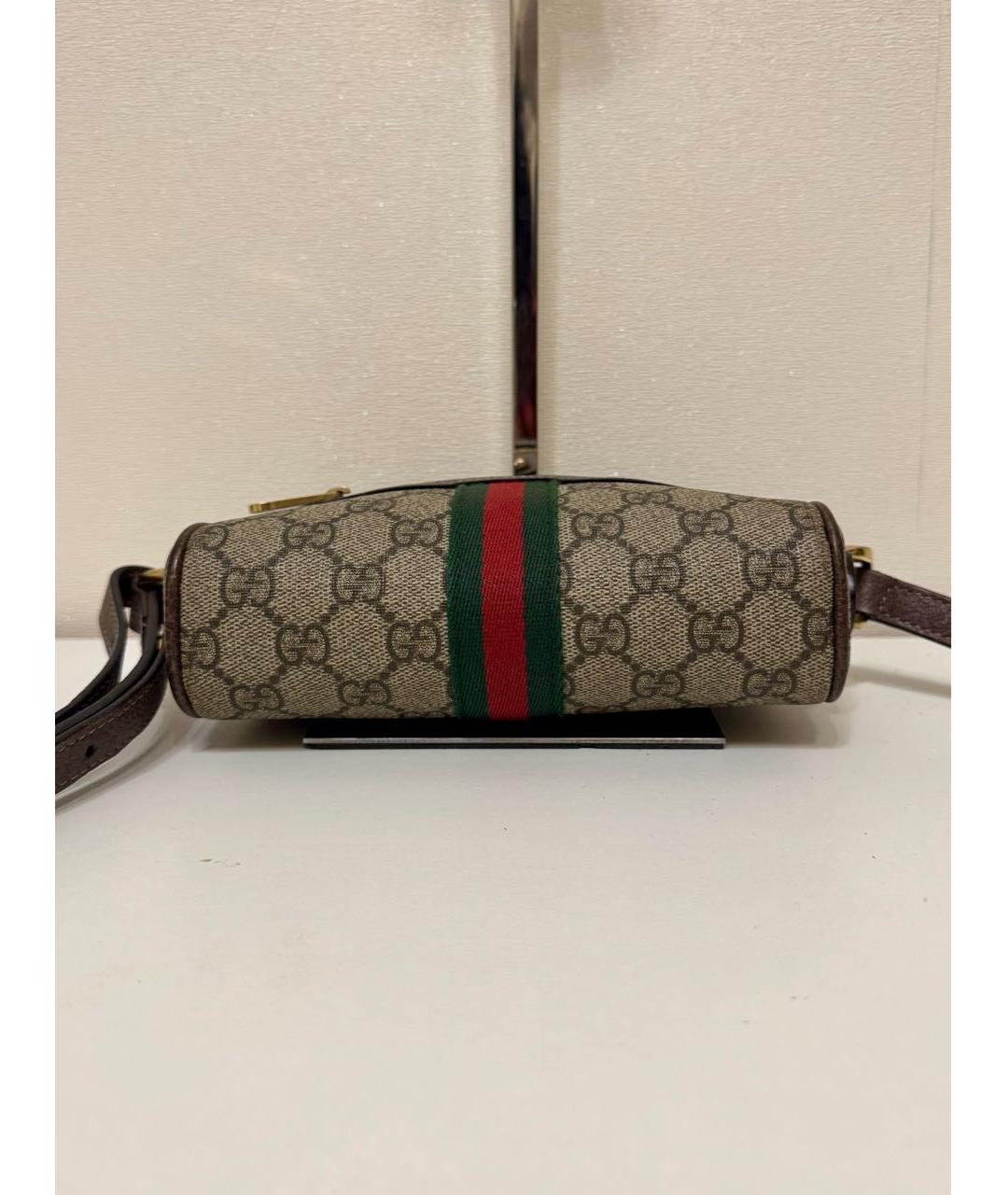 GUCCI Коричневая кожаная сумка на плечо, фото 5