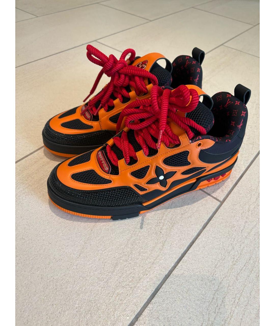 LOUIS VUITTON Оранжевое текстильные низкие кроссовки / кеды, фото 5