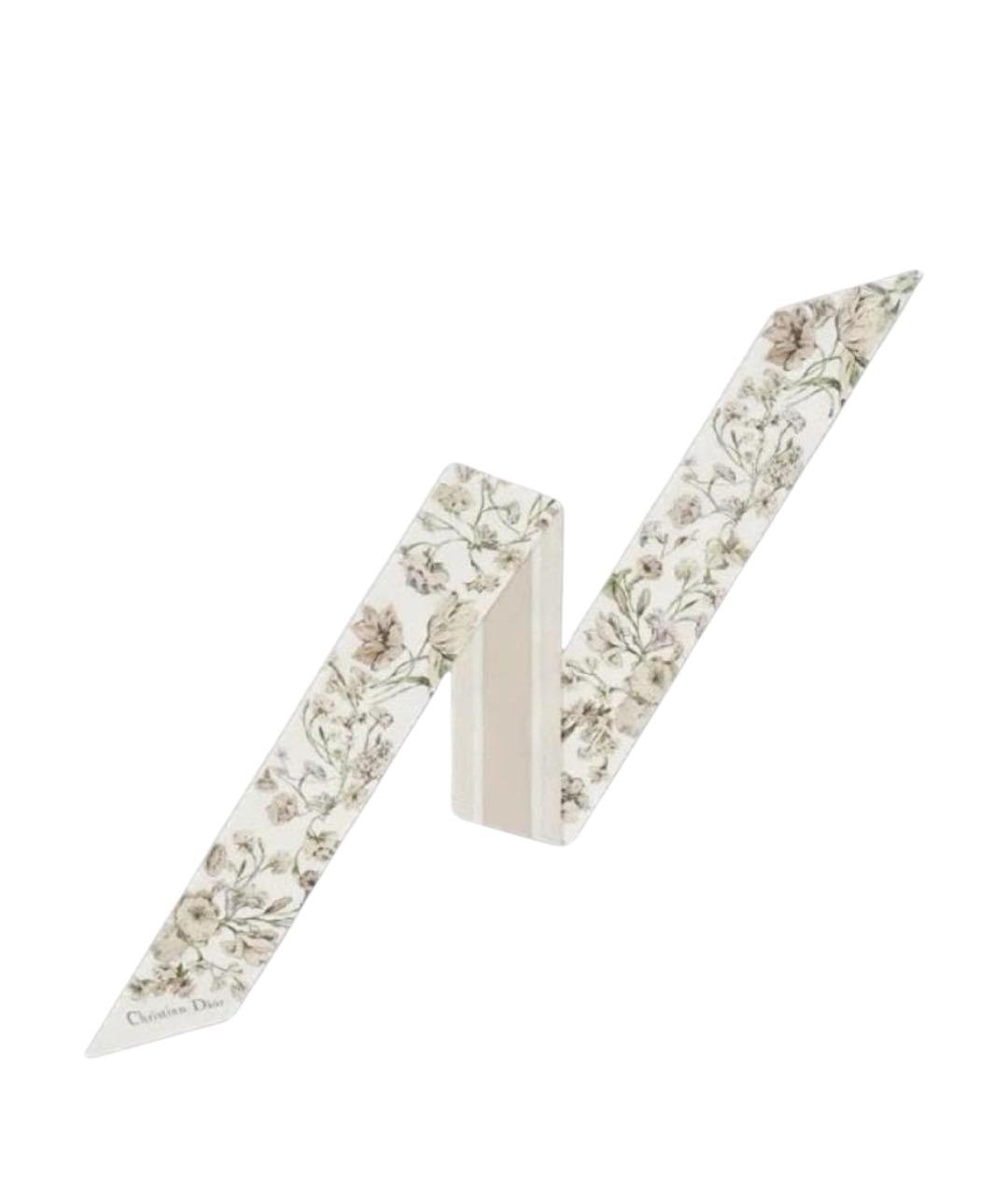 CHRISTIAN DIOR Бежевый шелковый шарф, фото 1