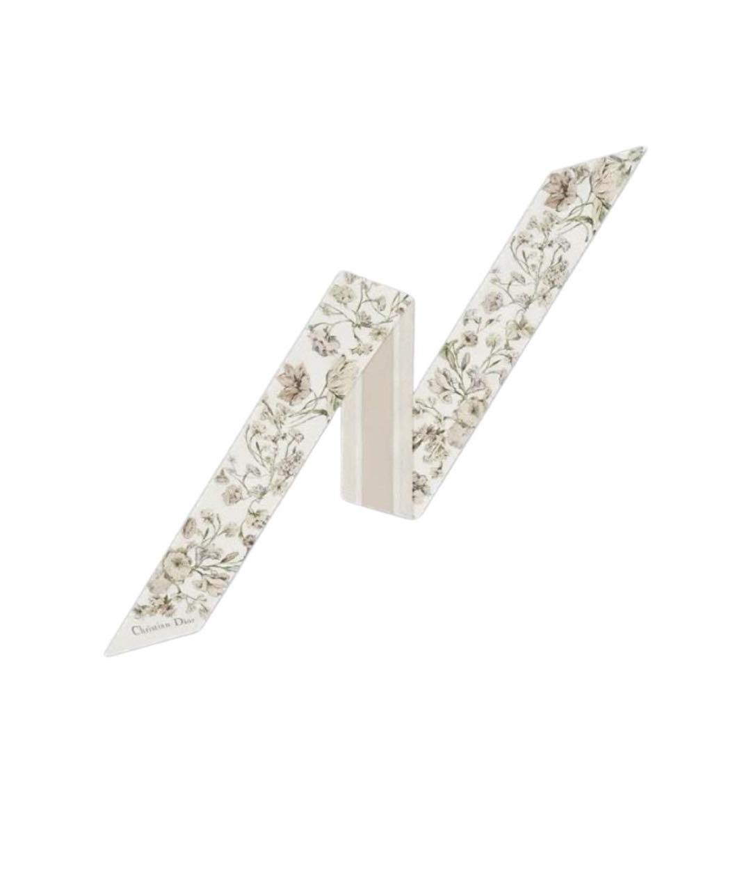 CHRISTIAN DIOR Бежевый шелковый шарф, фото 6