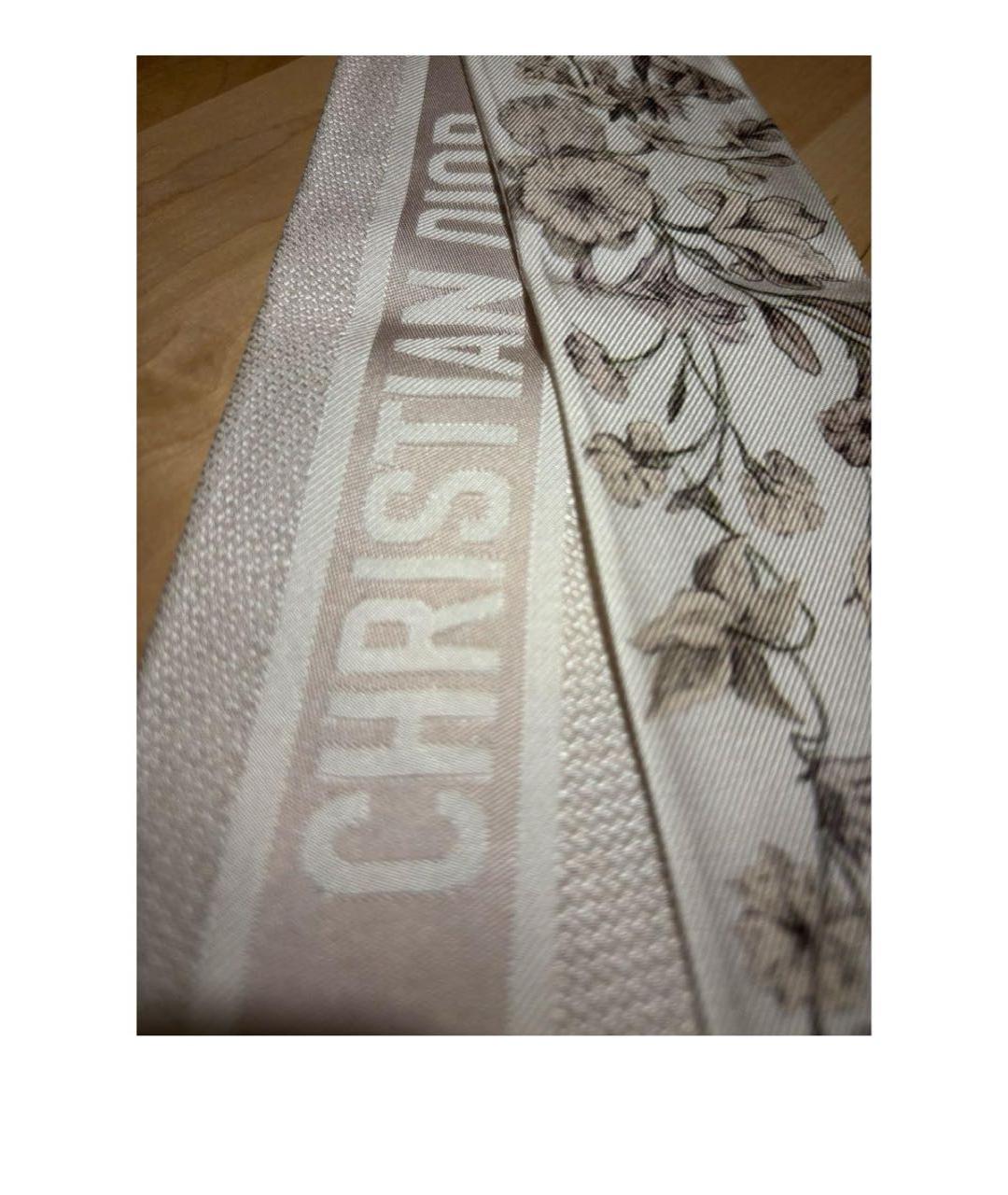 CHRISTIAN DIOR Бежевый шелковый шарф, фото 2