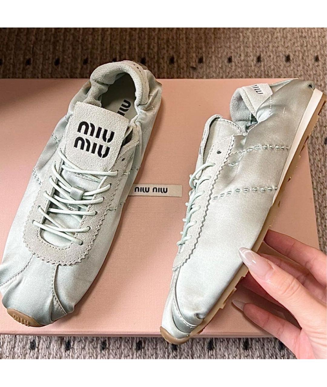 MIU MIU Голубые замшевые балетки, фото 7