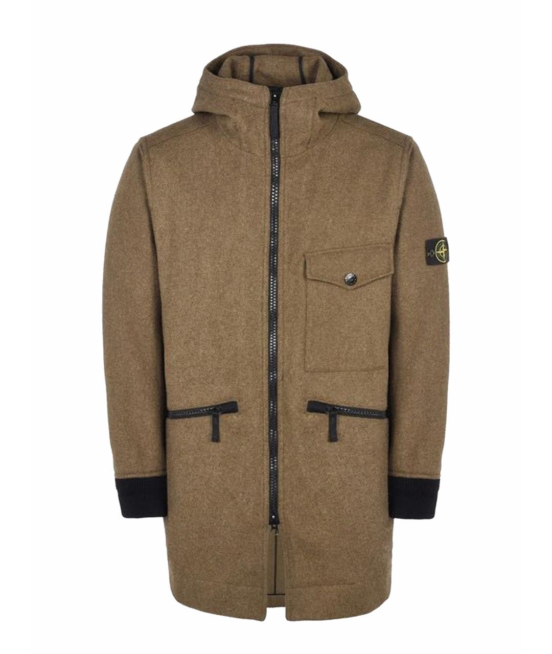 STONE ISLAND Хаки шерстяное пальто, фото 1