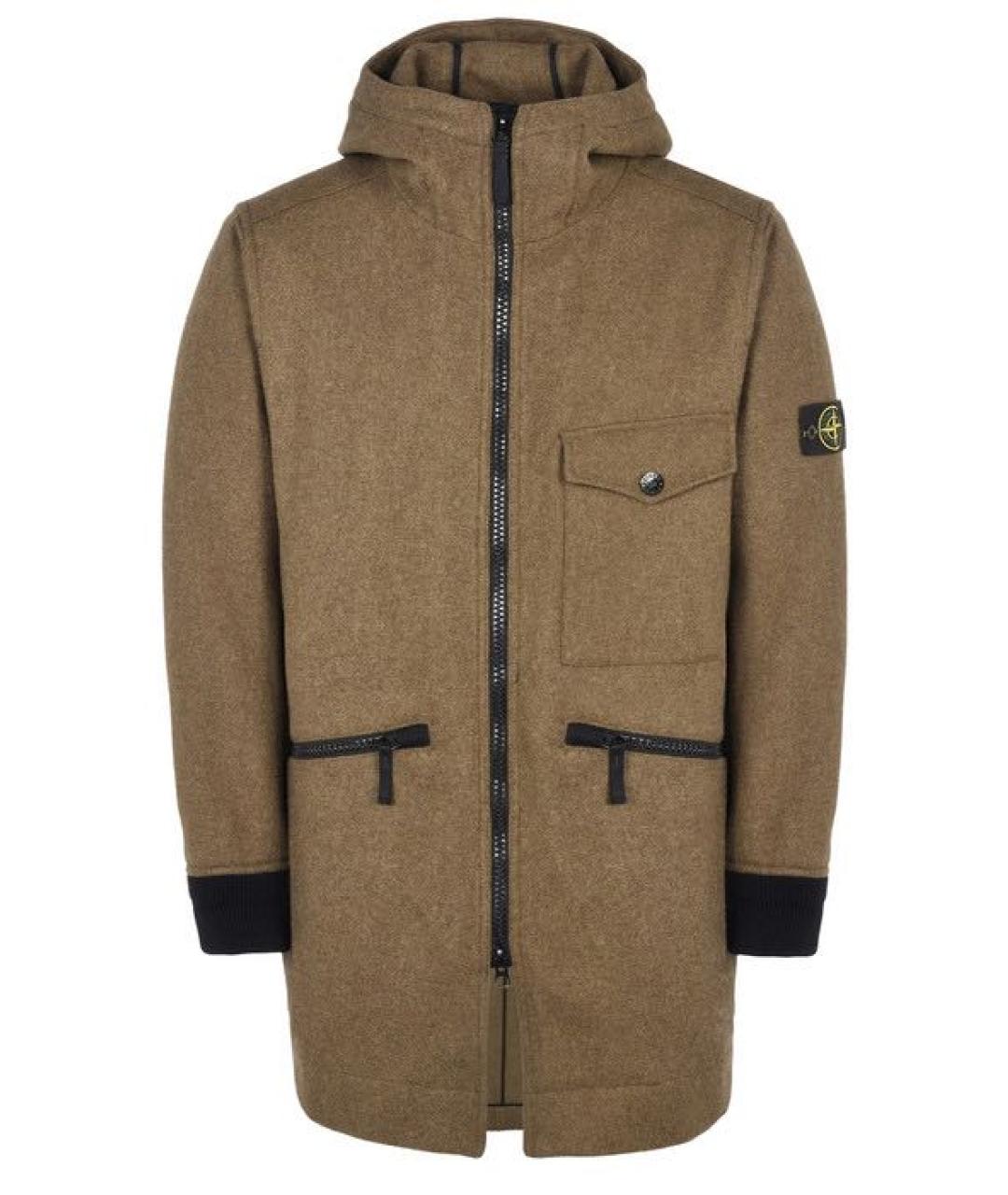 STONE ISLAND Хаки шерстяное пальто, фото 9