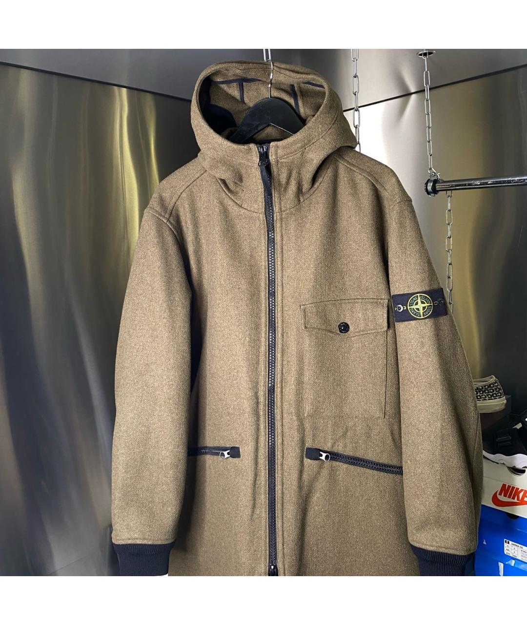 STONE ISLAND Хаки шерстяное пальто, фото 2