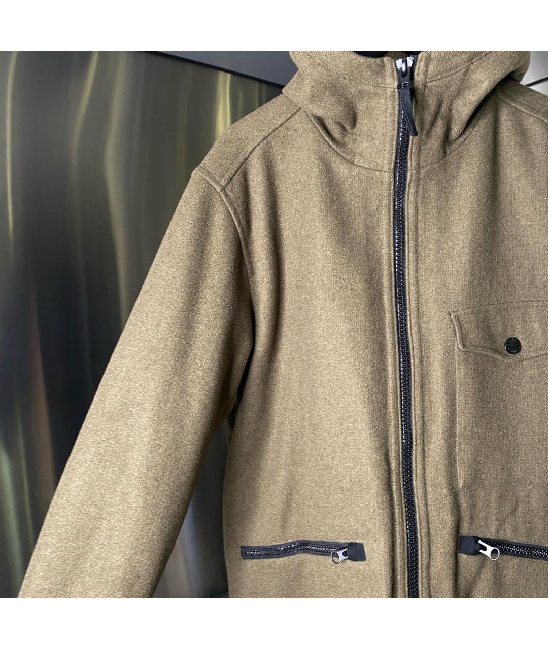 STONE ISLAND Хаки шерстяное пальто, фото 7
