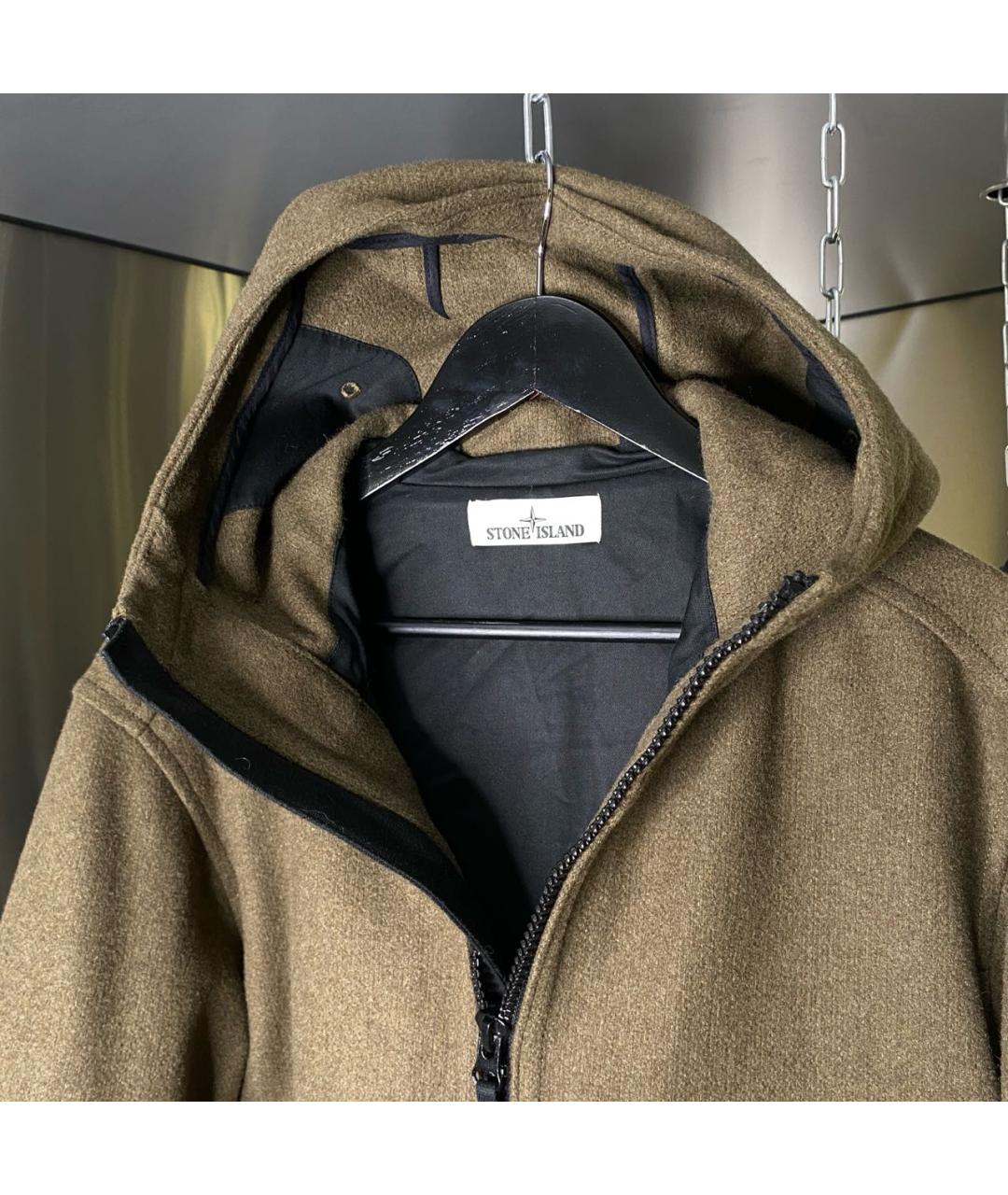 STONE ISLAND Хаки шерстяное пальто, фото 6