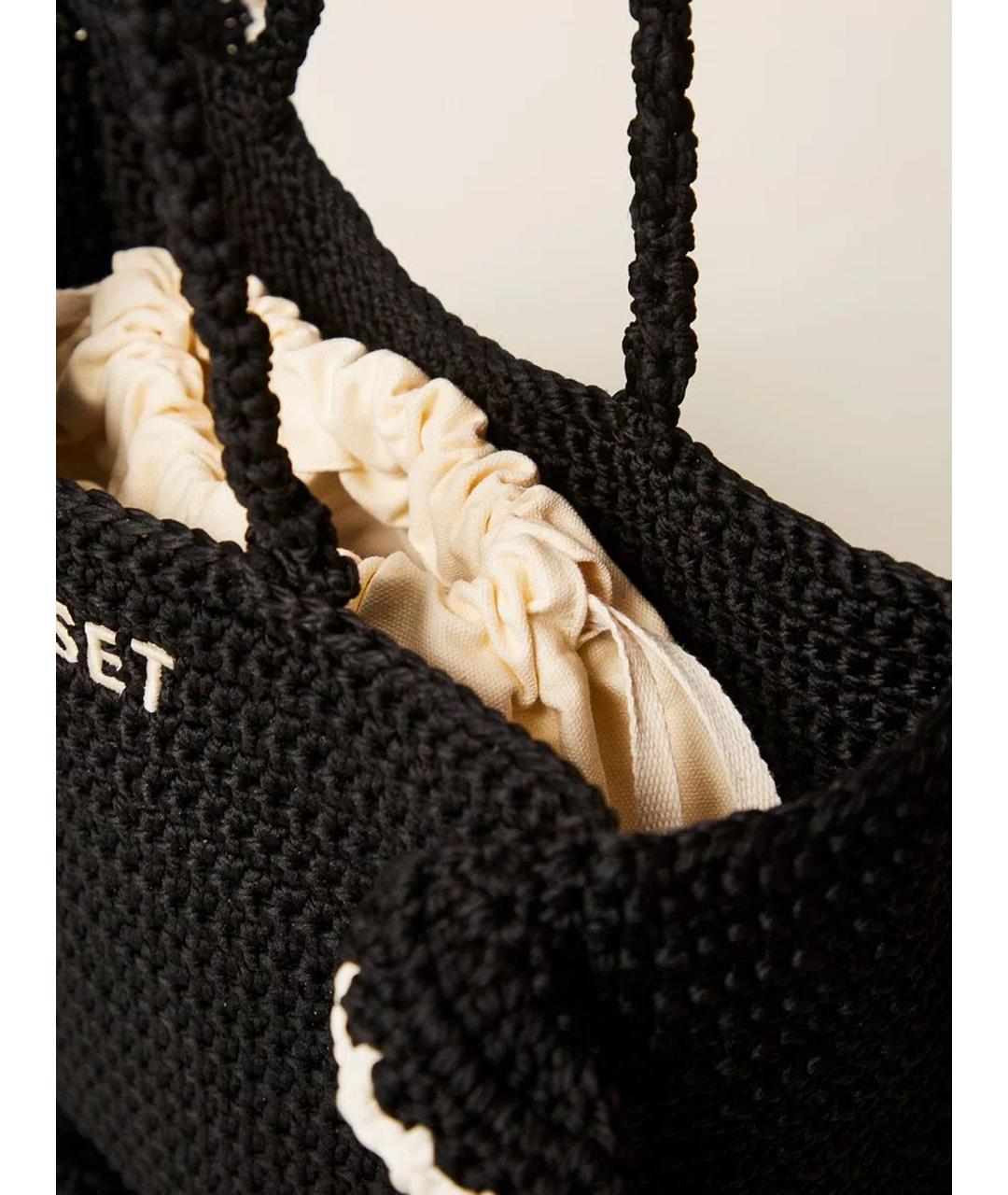 TWIN-SET Черная тканевая сумка тоут, фото 4