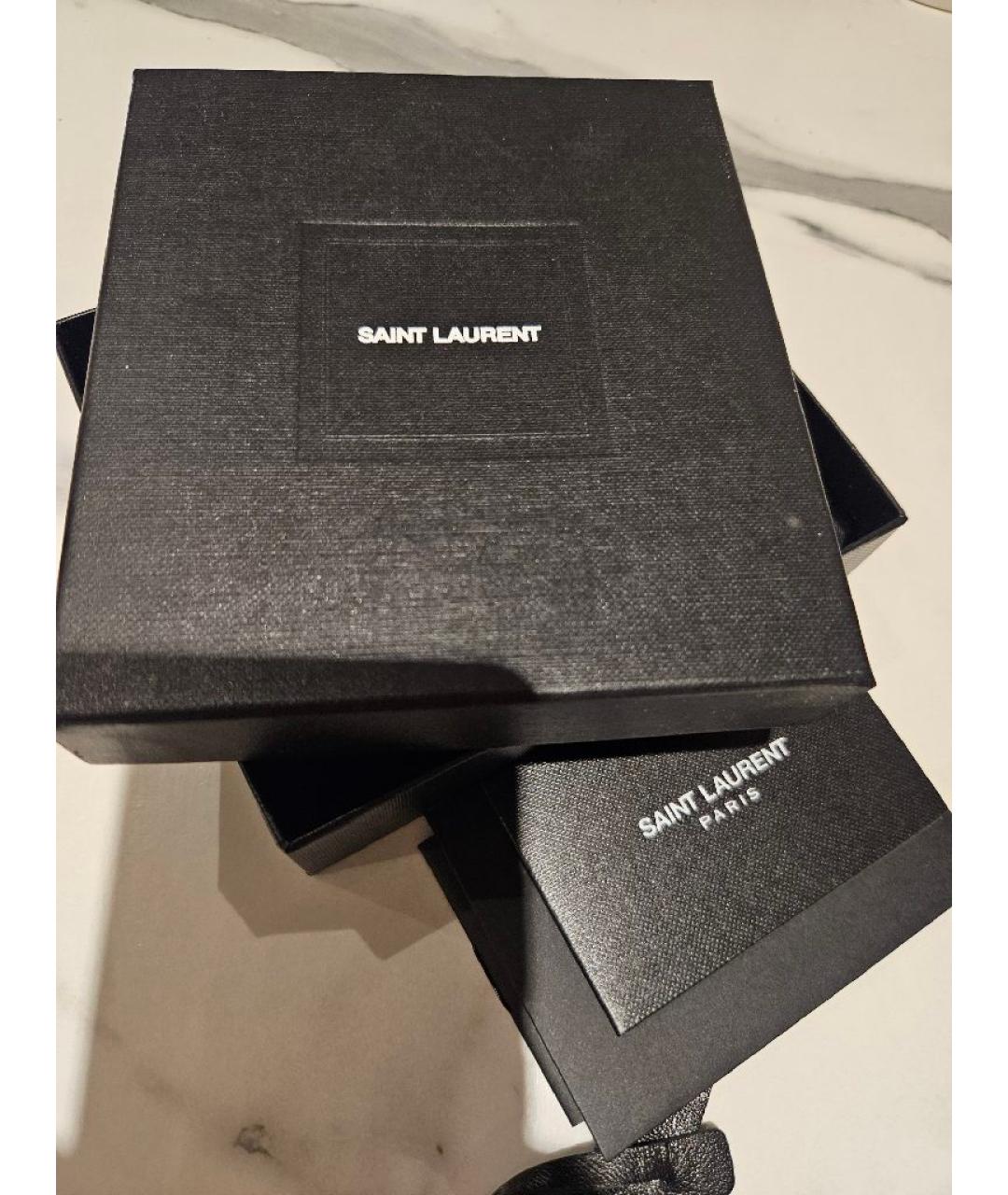 SAINT LAURENT Черный кожаный браслет, фото 6