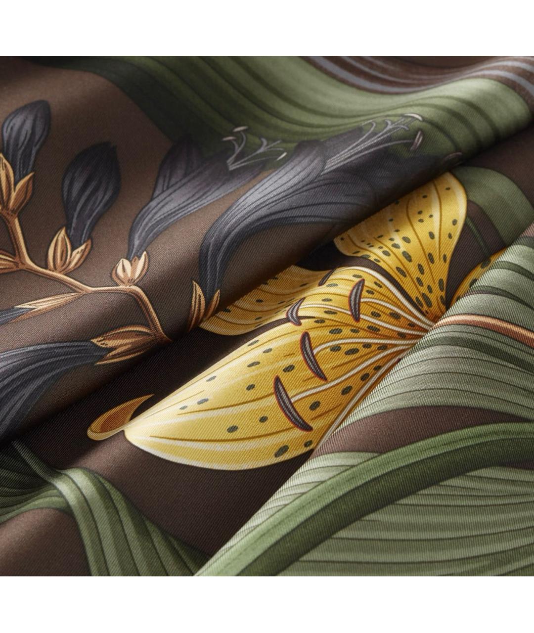 HERMES Коричневый шелковый платок, фото 2