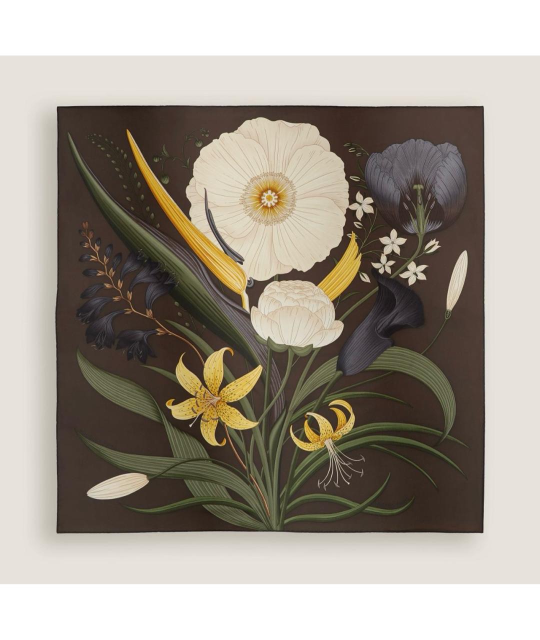 HERMES Коричневый шелковый платок, фото 6