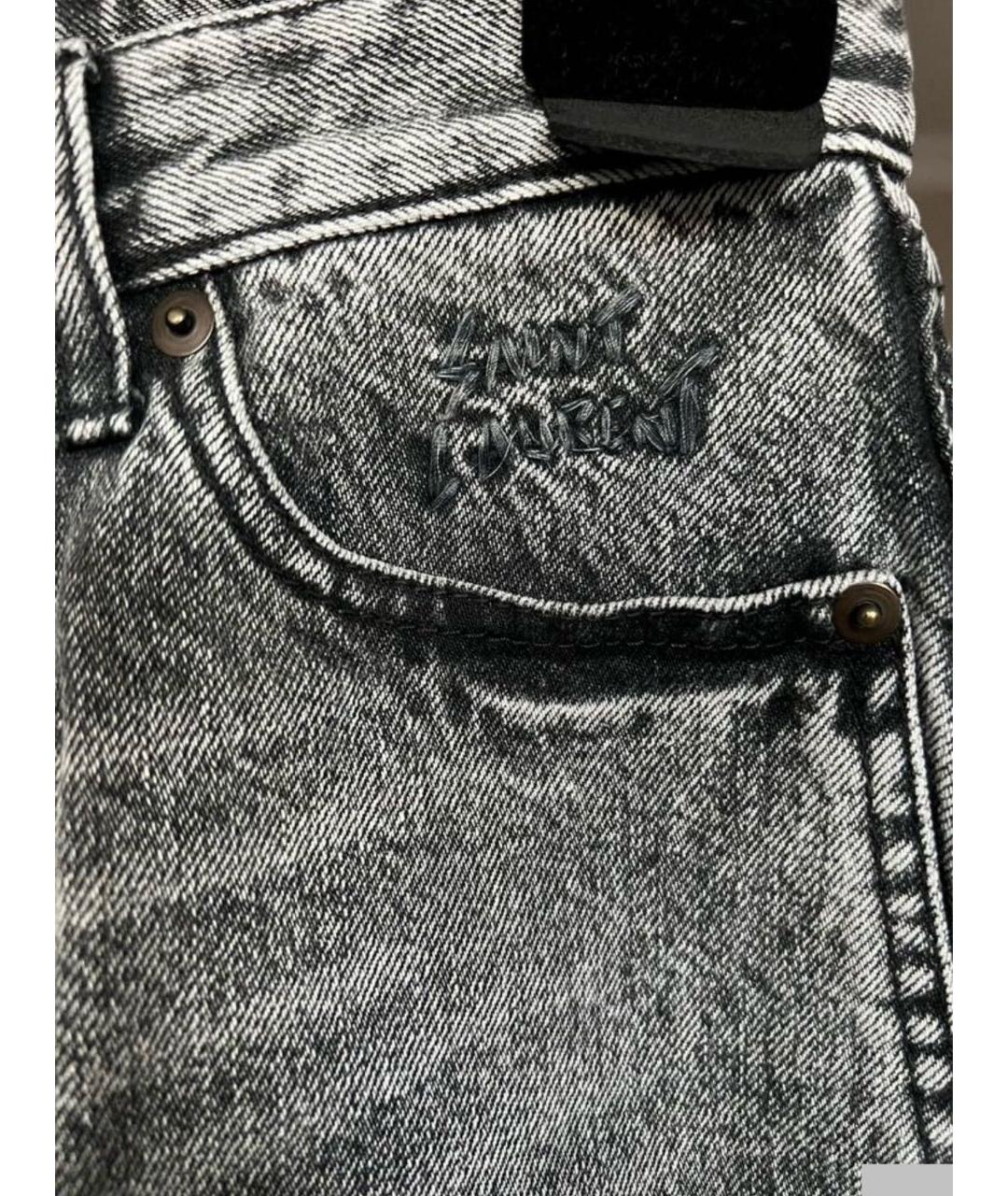 SAINT LAURENT Серые хлопковые прямые джинсы, фото 8