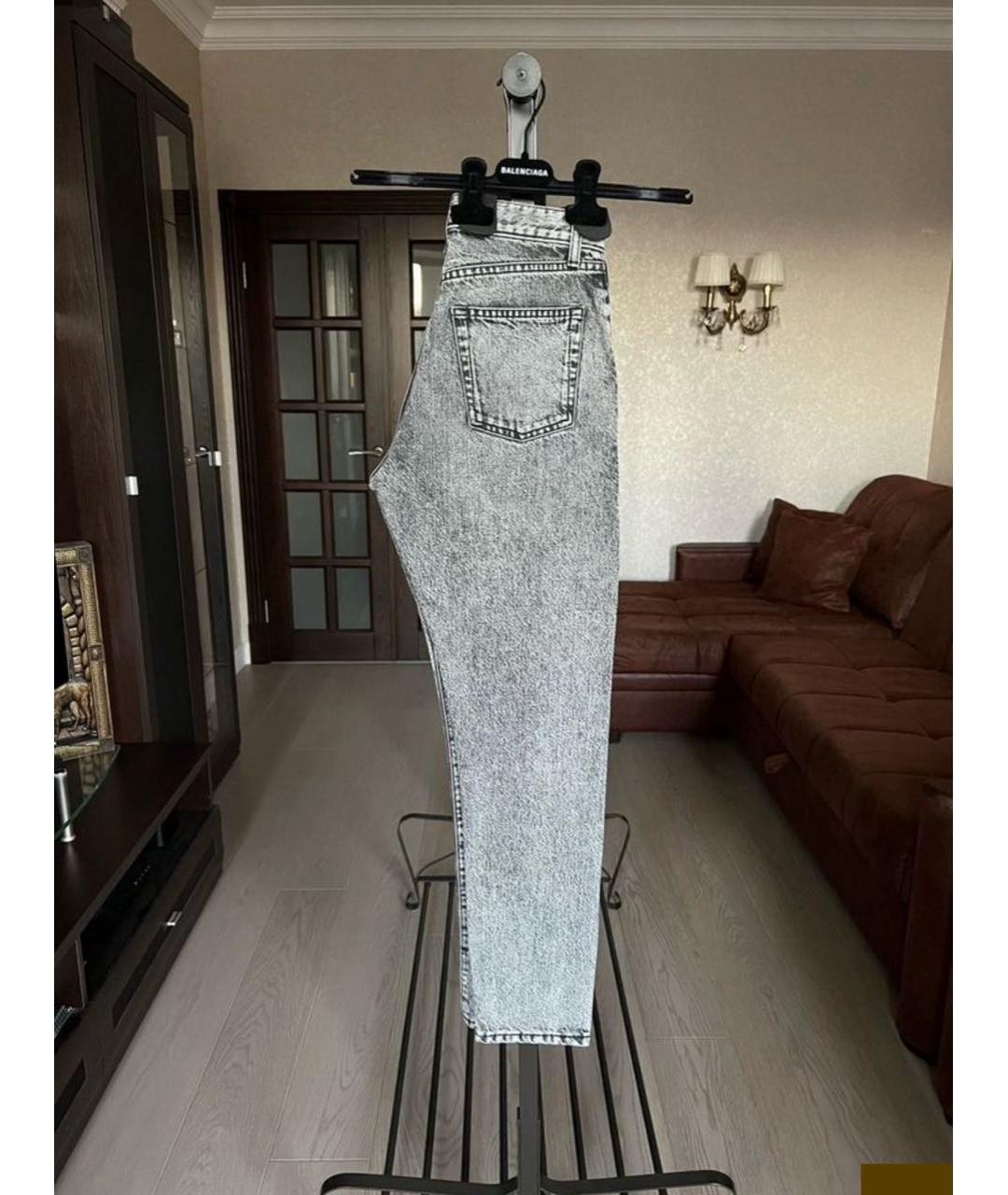 SAINT LAURENT Серые хлопковые прямые джинсы, фото 7