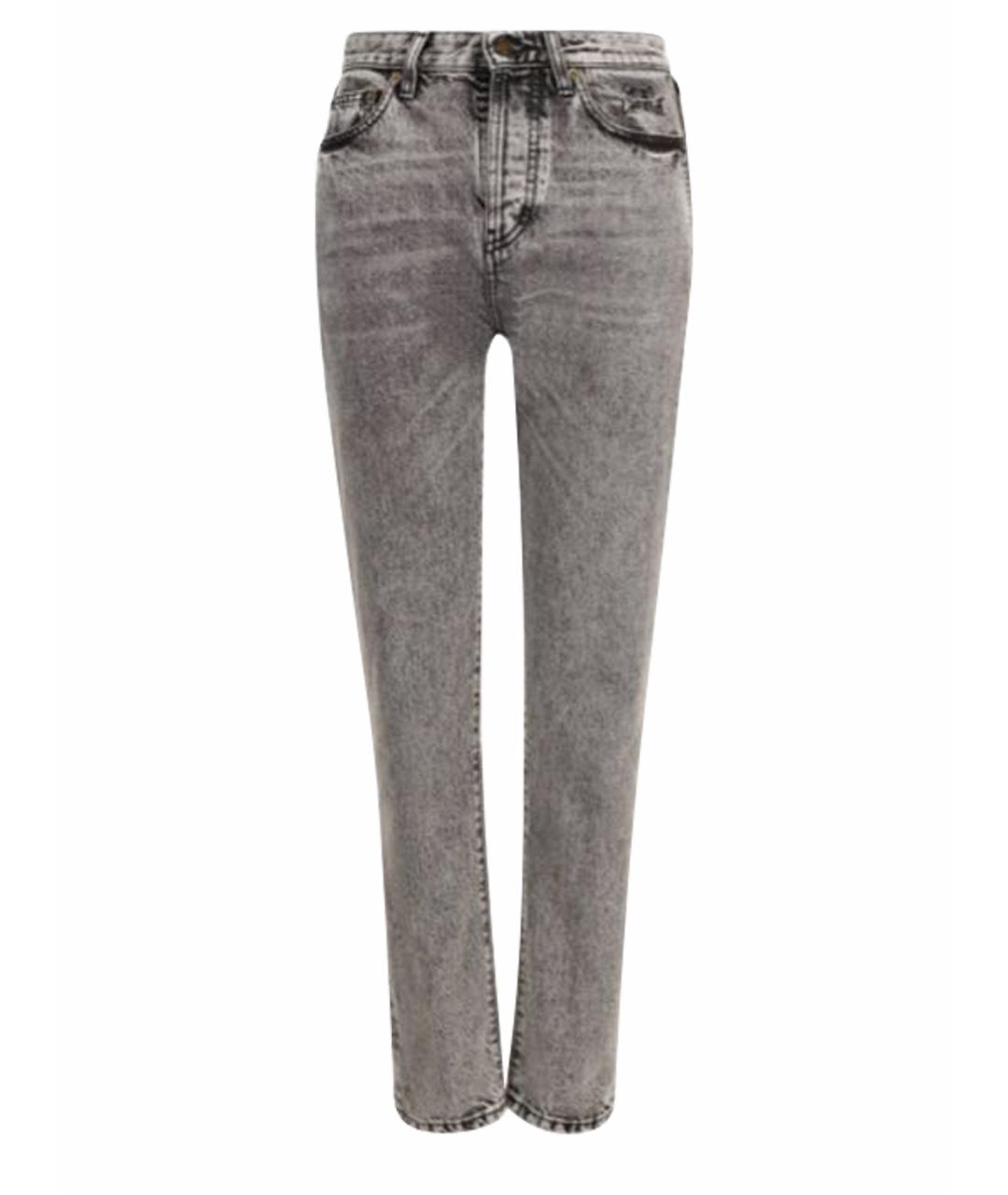 SAINT LAURENT Серые хлопковые прямые джинсы, фото 1