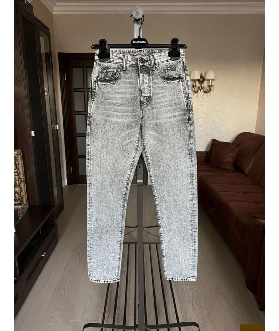 SAINT LAURENT Серые хлопковые прямые джинсы, фото 6